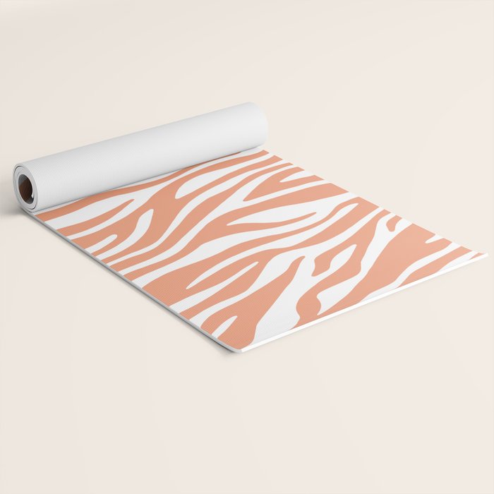 Coral Zebra Animal Print Yoga Mat Gallery Image 2