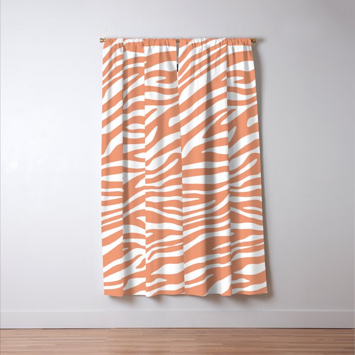 Coral Zebra Animal Print Window Curtain Gallery Image 3