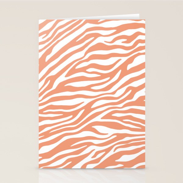 Coral Zebra Animal Print Stationery Card Gallery Image 2