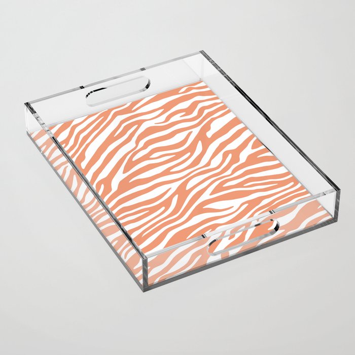 Coral Zebra Animal Print Acrylic Tray Gallery Image 1