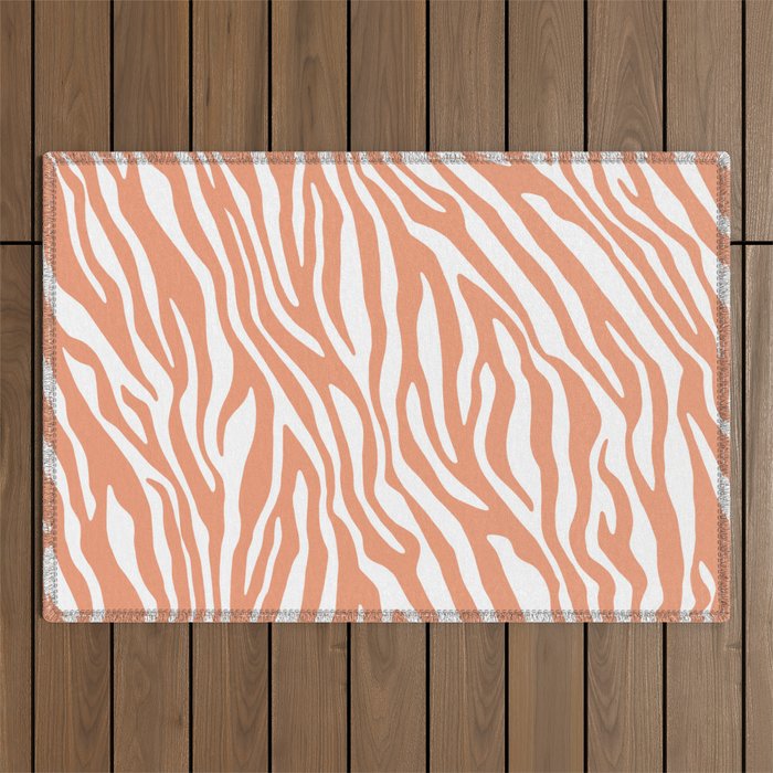 Coral Zebra Animal Print Outdoor Rug Gallery Image 1