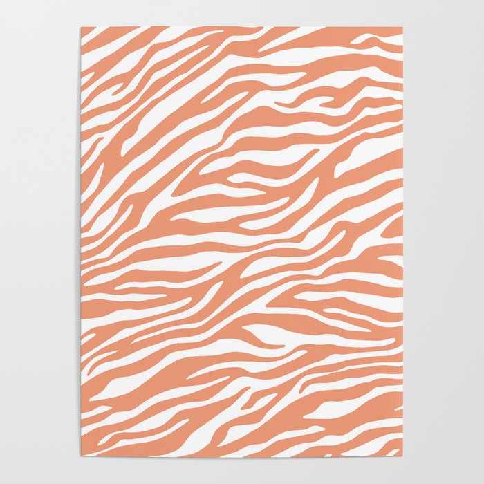 Coral Zebra Animal Print Poster Gallery Image 4