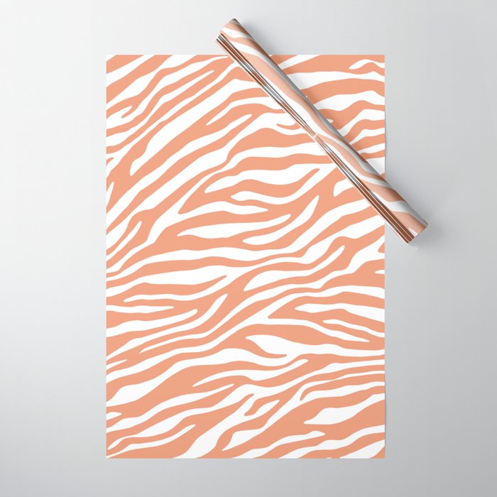 Coral Zebra Animal Print Wrapping Paper Gallery Image 1