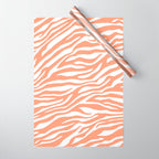 Coral Zebra Animal Print Wrapping Paper Gallery Image 1