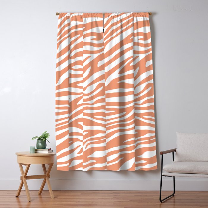 Coral Zebra Animal Print Window Curtain Gallery Image 1