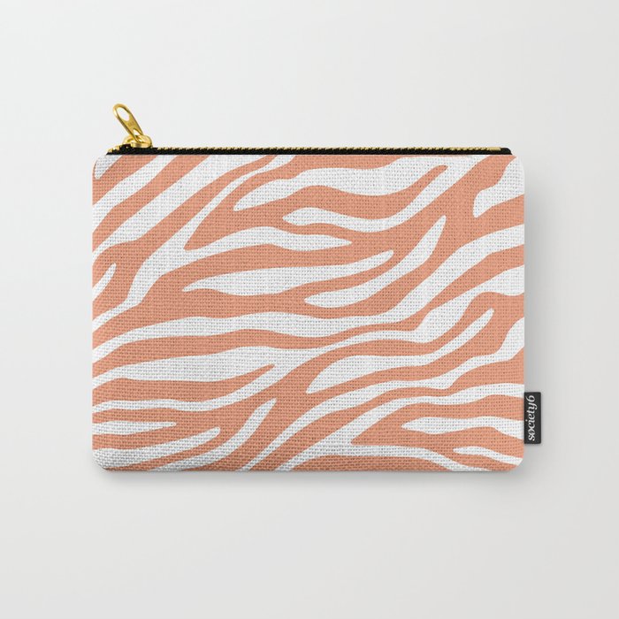 Coral Zebra Animal Print Carry All Pouch Gallery Image 1