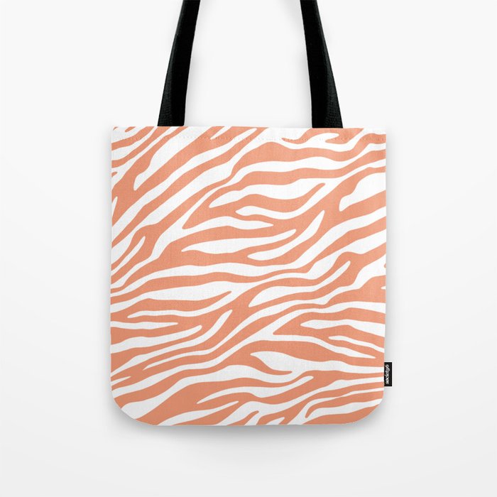 Coral Zebra Animal Print Tote Bag Gallery Image 1