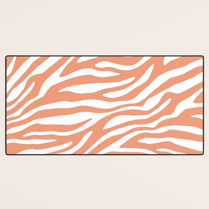 Coral Zebra Animal Print Desk Mat Gallery Image 3