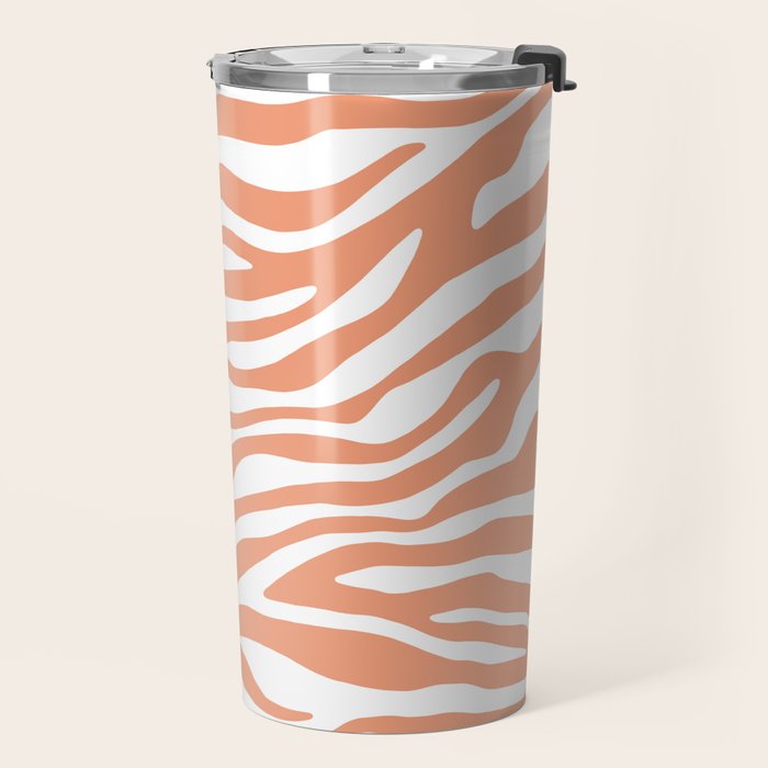 Coral Zebra Animal Print Travel Mug Gallery Image 2