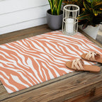 Coral Zebra Animal Print Outdoor Rug Gallery Image 2