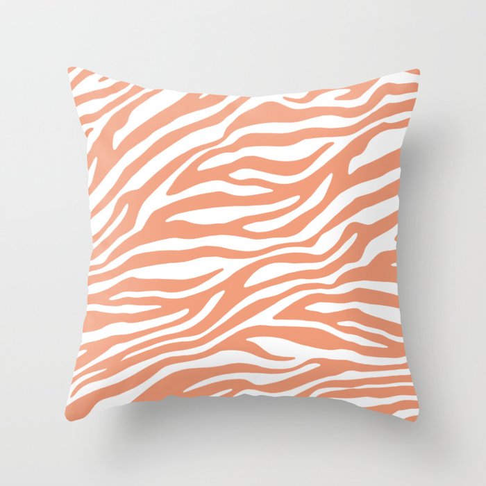 Coral Zebra Animal Print Throw Pillow Gallery Image 6