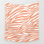 Coral Zebra Animal Print Wall Tapestry Gallery Image 4