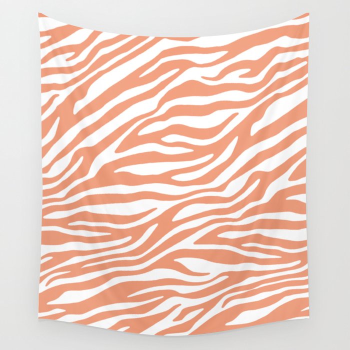 Coral Zebra Animal Print Wall Tapestry Gallery Image 4