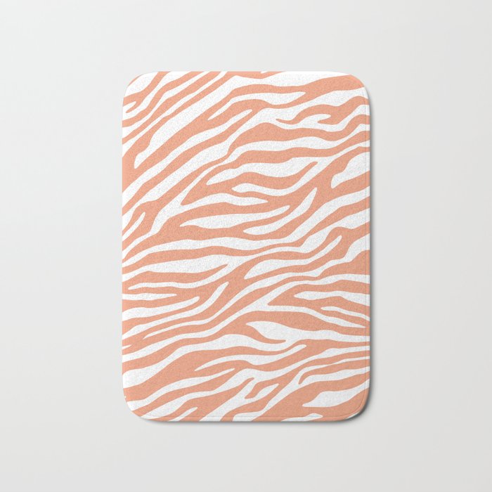 Coral Zebra Animal Print Bath Mat Gallery Image 1