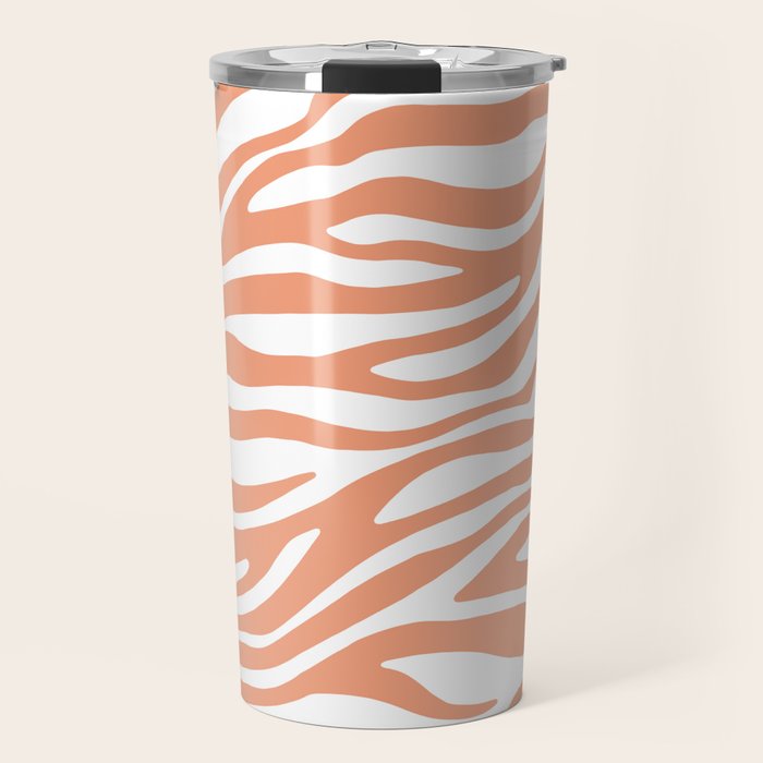 Coral Zebra Animal Print Travel Mug Gallery Image 1