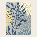 Festive, Floral Prints and Leaves, Yellow, Gray, Navy Blue, Teal Notebook Gallery Image 4