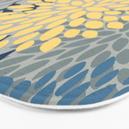 Festive, Floral Prints and Leaves, Yellow, Gray, Navy Blue, Teal Bath Mat Gallery Image 3