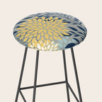 Festive, Floral Prints and Leaves, Yellow, Gray, Navy Blue, Teal Stool Gallery Image 2