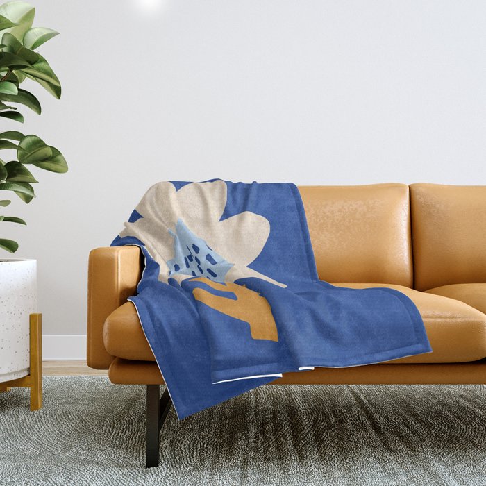Sunflower - blue Throw Blanket Gallery Image 1