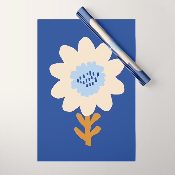 Sunflower - blue Wrapping Paper Gallery Image 1