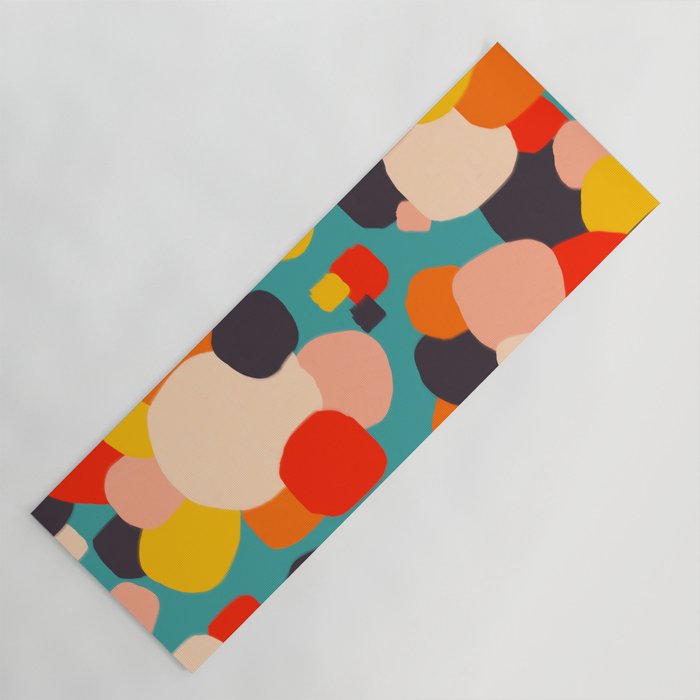 Happy Thoughts Rush In, Positivity Growth Mindset Abstract Painting, Colorful Retro Shapes Brush Strokes, Eclectic Bohemian Fun Celebration Confetti Yoga Mat Gallery Image 1