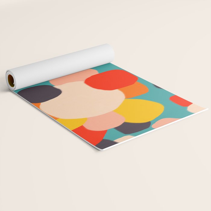 Happy Thoughts Rush In, Positivity Growth Mindset Abstract Painting, Colorful Retro Shapes Brush Strokes, Eclectic Bohemian Fun Celebration Confetti Yoga Mat Gallery Image 2