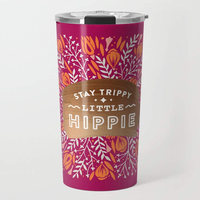 Stay Trippy Little Hippie - Fuchsia Palette Travel Mug Gallery Image 1