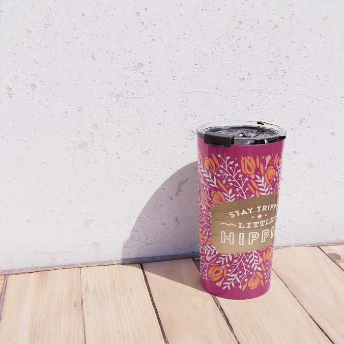 Stay Trippy Little Hippie - Fuchsia Palette Travel Mug Gallery Image 4