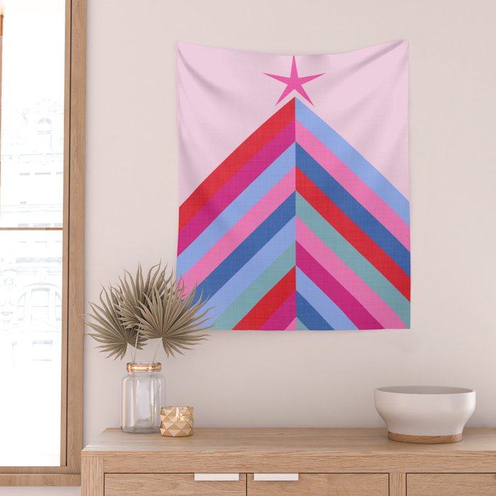 Chevron Christmas tree - pastel Wall Tapestry Gallery Image 2