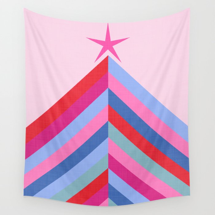 Chevron Christmas tree - pastel Wall Tapestry Gallery Image 4