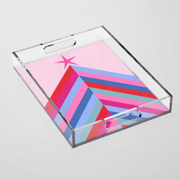 Chevron Christmas tree - pastel Acrylic Tray Gallery Image 1