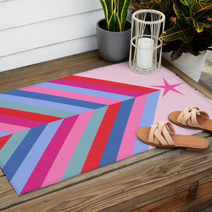 Chevron Christmas tree - pastel Outdoor Rug Gallery Image 2