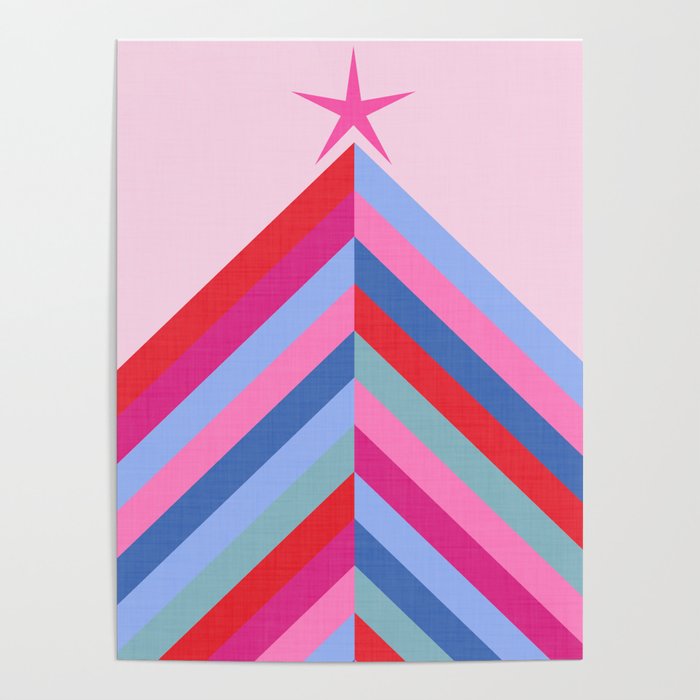Chevron Christmas tree - pastel Poster Gallery Image 1