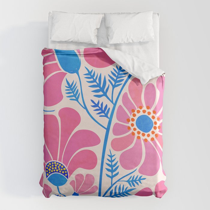 Pink Wildflowers - Floral Illustration Duvet Cover Gallery Image 6