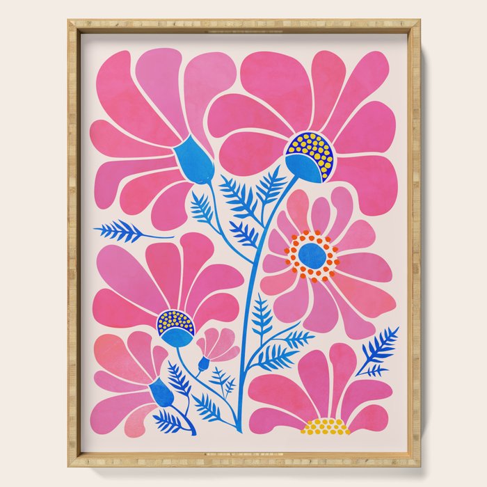Pink Wildflowers - Floral Illustration Serving Tray Gallery Image 1