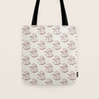 Block Print Line Art Floral - Pink Brown Tote Bag Gallery Image 1