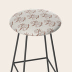 Block Print Line Art Floral - Pink Brown Stool Gallery Image 2