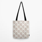 Block Print Line Art Floral - Pink Brown Tote Bag Gallery Image 2