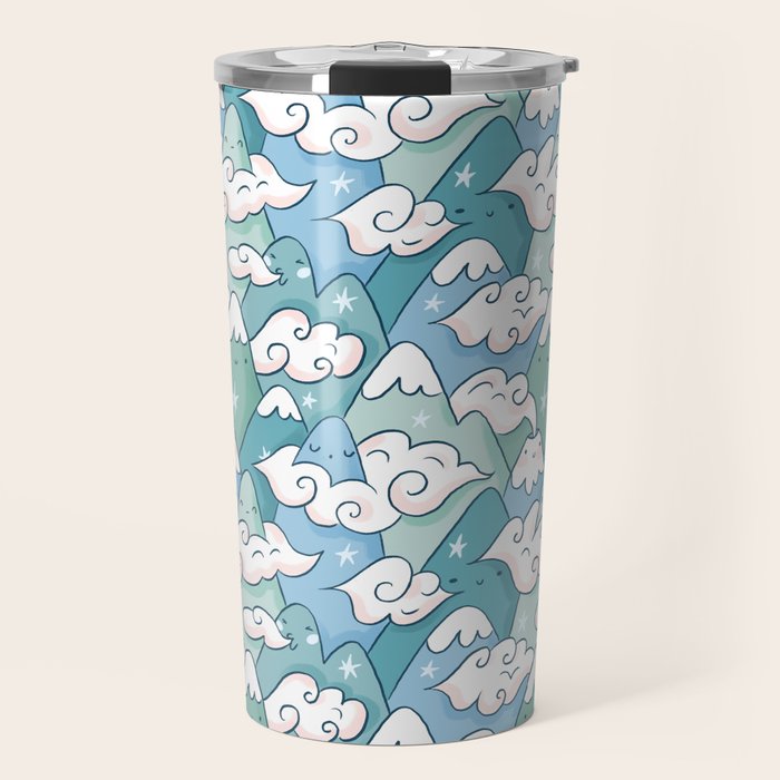 Cute mountains in clouds Travel Mug Gallery Image 1