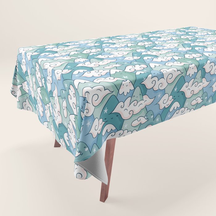 Cute mountains in clouds Tablecloth Gallery Image 1