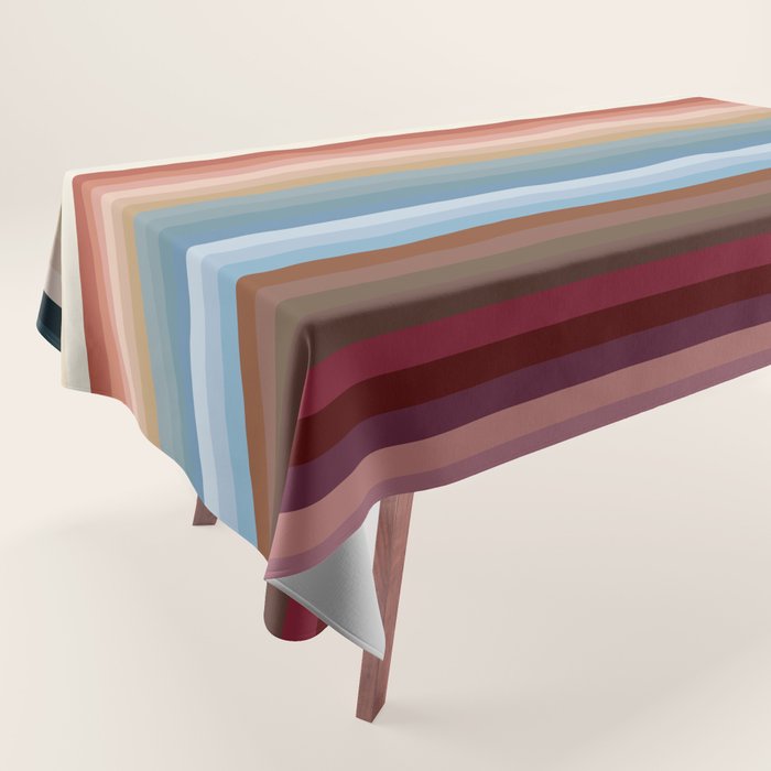 Multicolor Boho Stripes Tablecloth Gallery Image 1