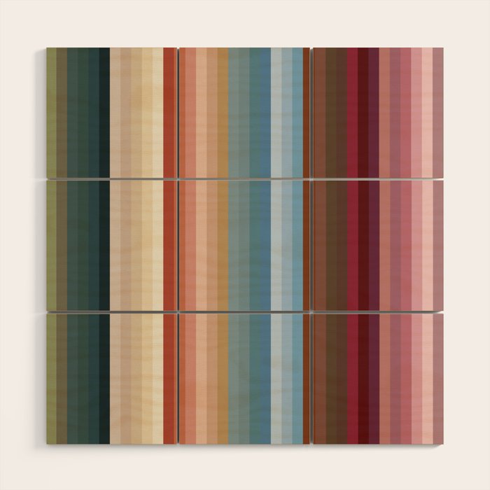 Multicolor Boho Stripes Wood Wall Art Gallery Image 1