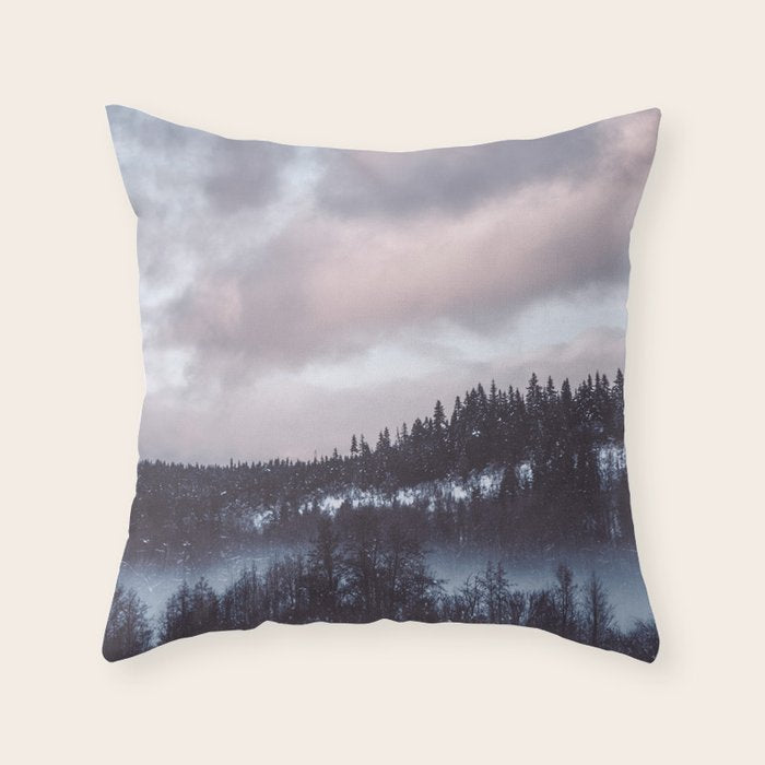 Purple Winter Throw Pillow Gallery Image 1