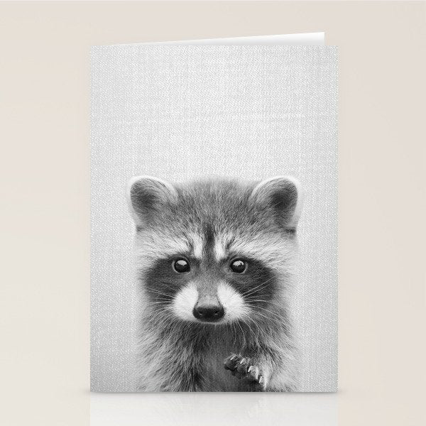 Raccoon - Black & White Stationery Card Gallery Image 1
