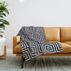 Greek Key Pattern Black and Gray Throw Blanket Gallery Image 1