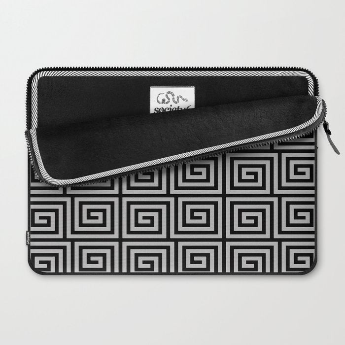 Greek Key Pattern Black and Gray Laptop Sleeve Gallery Image 2