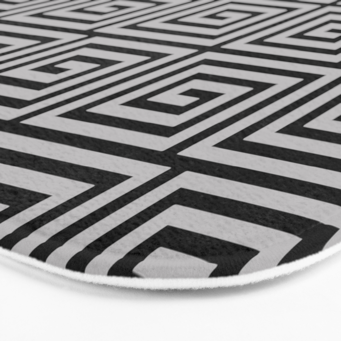 Greek Key Pattern Black and Gray Bath Mat Gallery Image 3