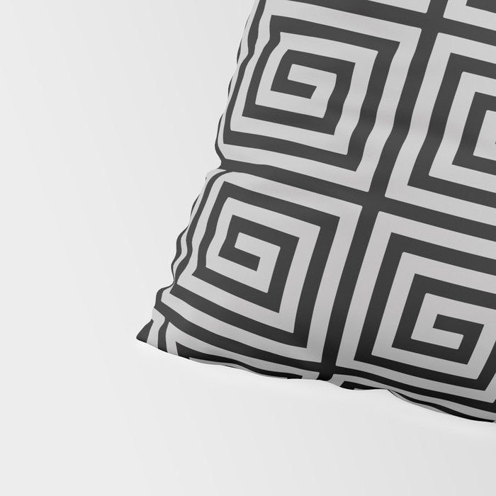 Greek Key Pattern Black and Gray Pillow Sham Gallery Image 4