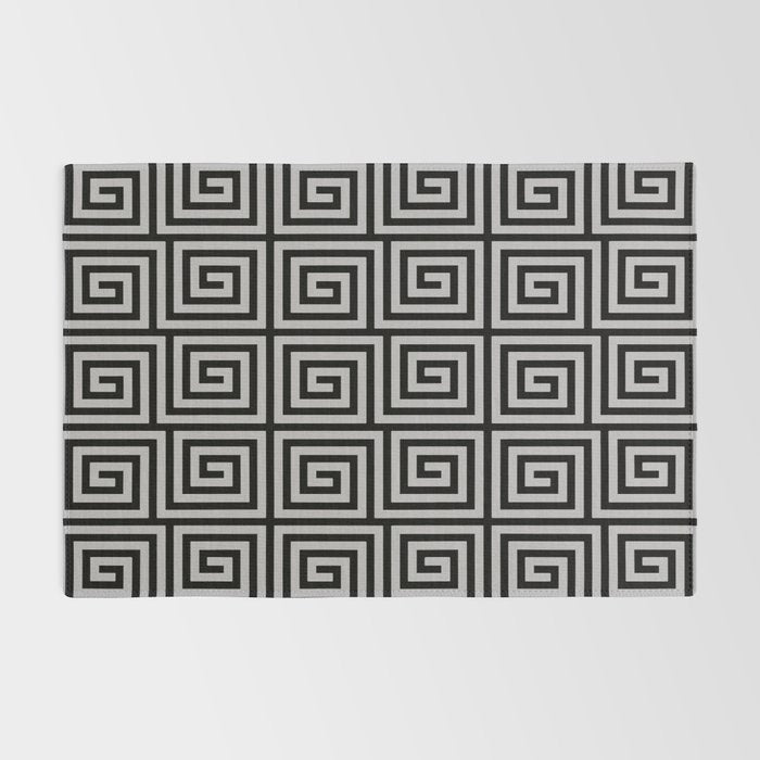 Greek Key Pattern Black and Gray Rug Gallery Image 2