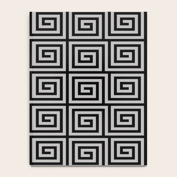 Greek Key Pattern Black and Gray Notebook Gallery Image 4